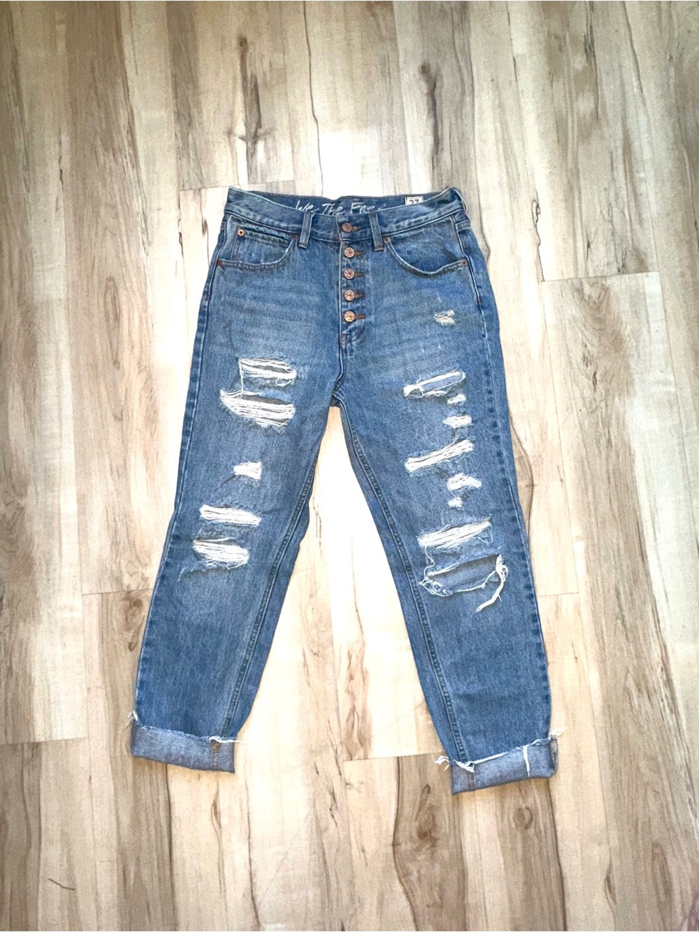 Free People Distressed Mom Jeans